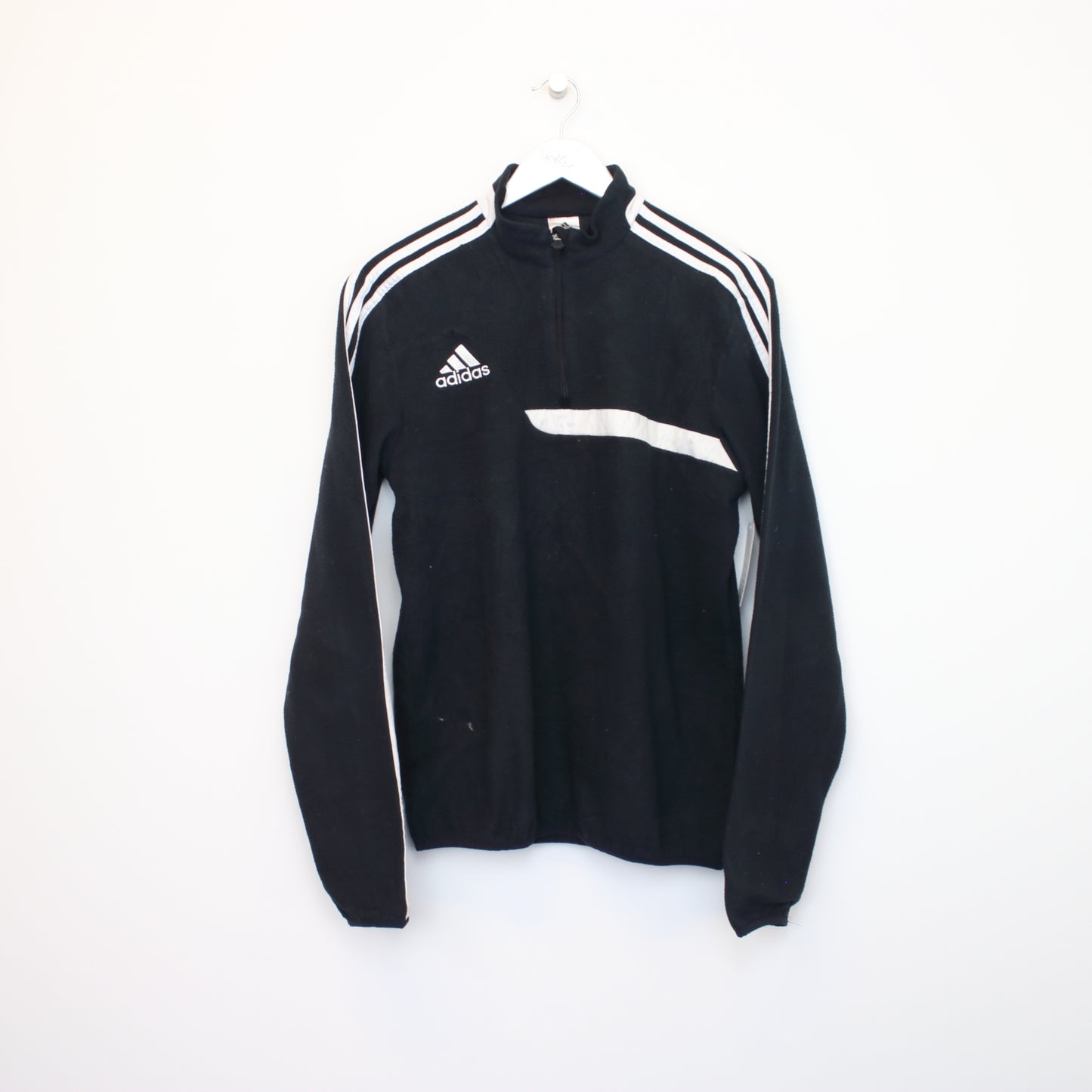 Vintage Adidas quarter zip fleece in black and white. Best fits S