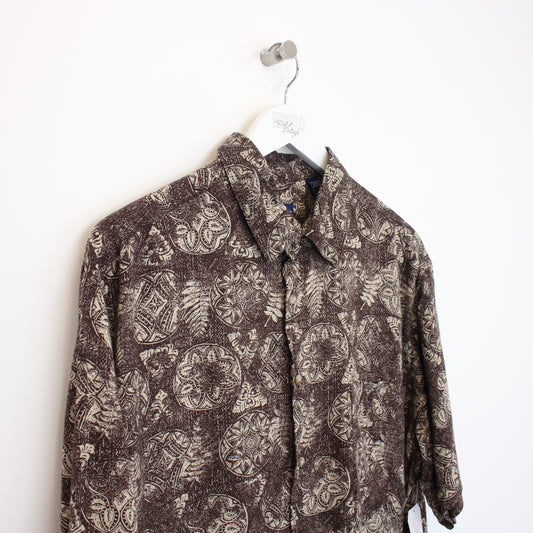 Vintage John Ashford hawaiian shirt in brown. Best fits L