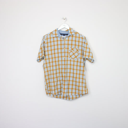 Vintage Checked Tommy Hilfiger Shirt in Yellow and Blue. Best Fits M