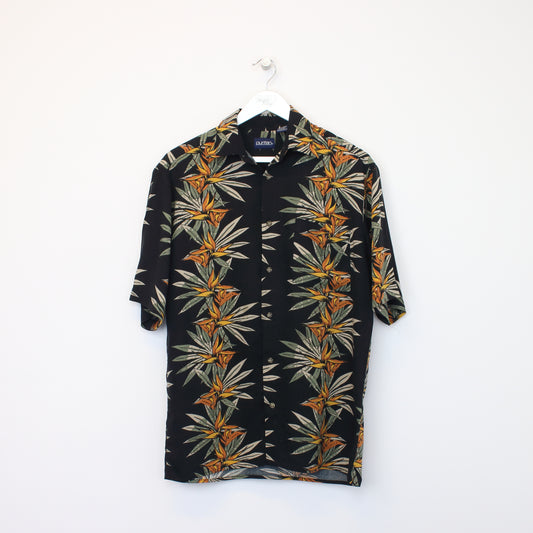 Vintage Puritan Hawaiian shirt in black. Best fits S