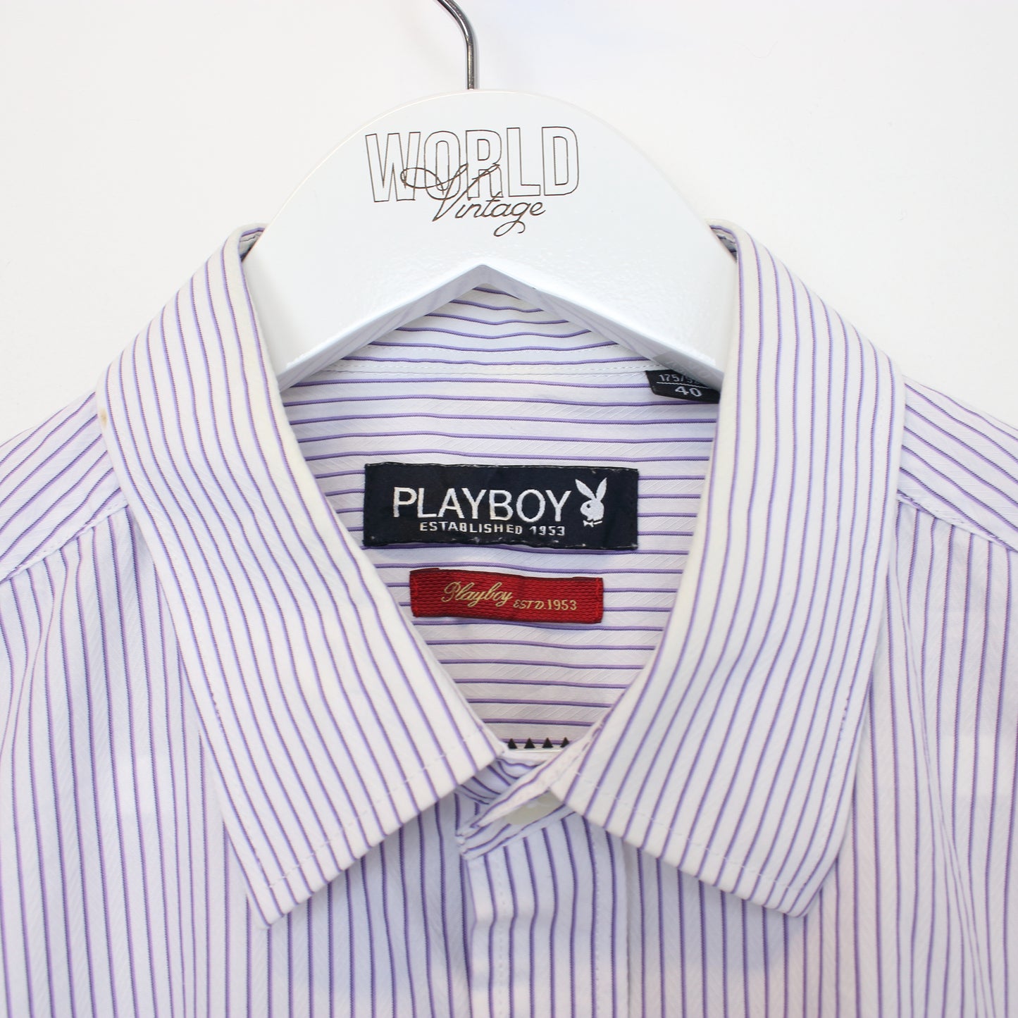 Vintage Playboy striped shirt in purple and white. Best fit M