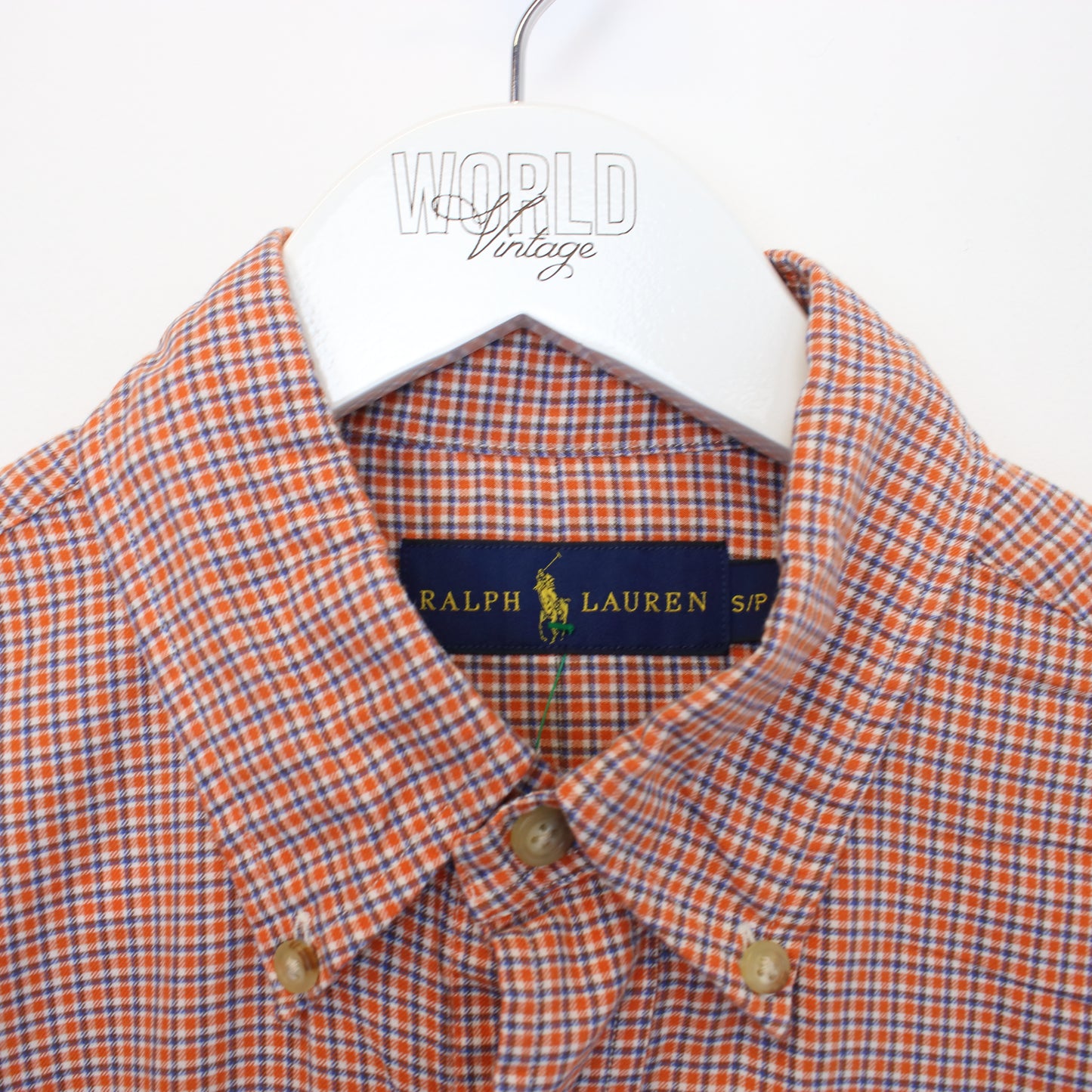 Vintage Ralph Lauren shirt in striped orange and blue. Best fits S