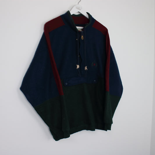 Vintage Bugle Boy Company fleece in green and blue. Best fits XL