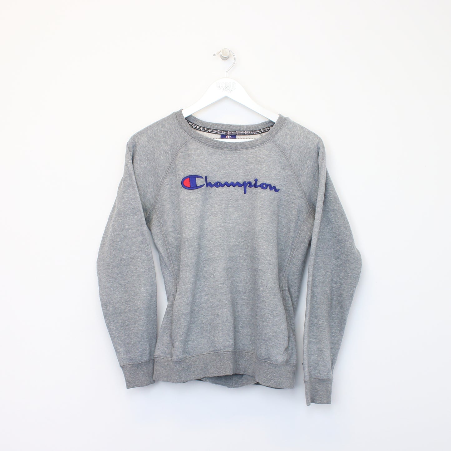 Vintage Women's Champion sweatshirt in grey. Best fits M