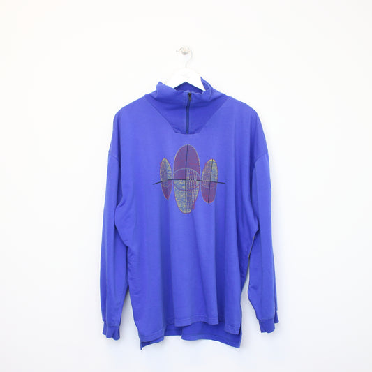 Vintage Adidas quarter zip sweatshirt in blue. Best fits XXL