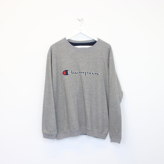 Vintage Champion spell out sweatshirt in grey. Best fits L