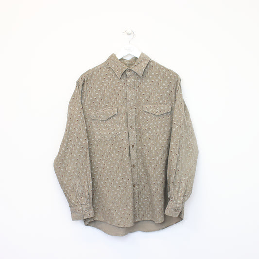 Vintage Gotcha patterned chord shirt in brown. Bets fits L