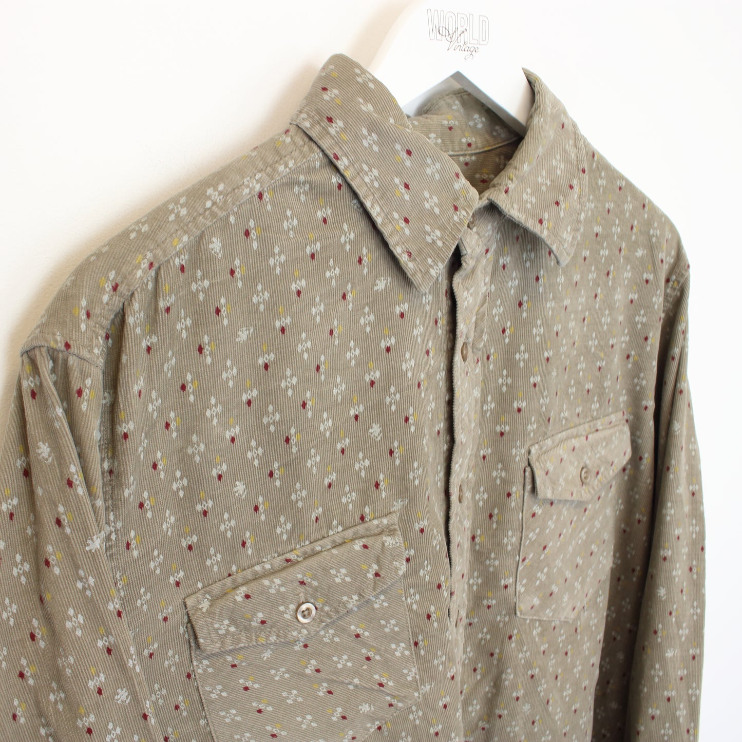 Vintage Gotcha patterned chord shirt in brown. Bets fits L