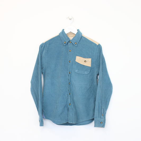 Vintage College Home chord shirt in blue and beige. Best fits M