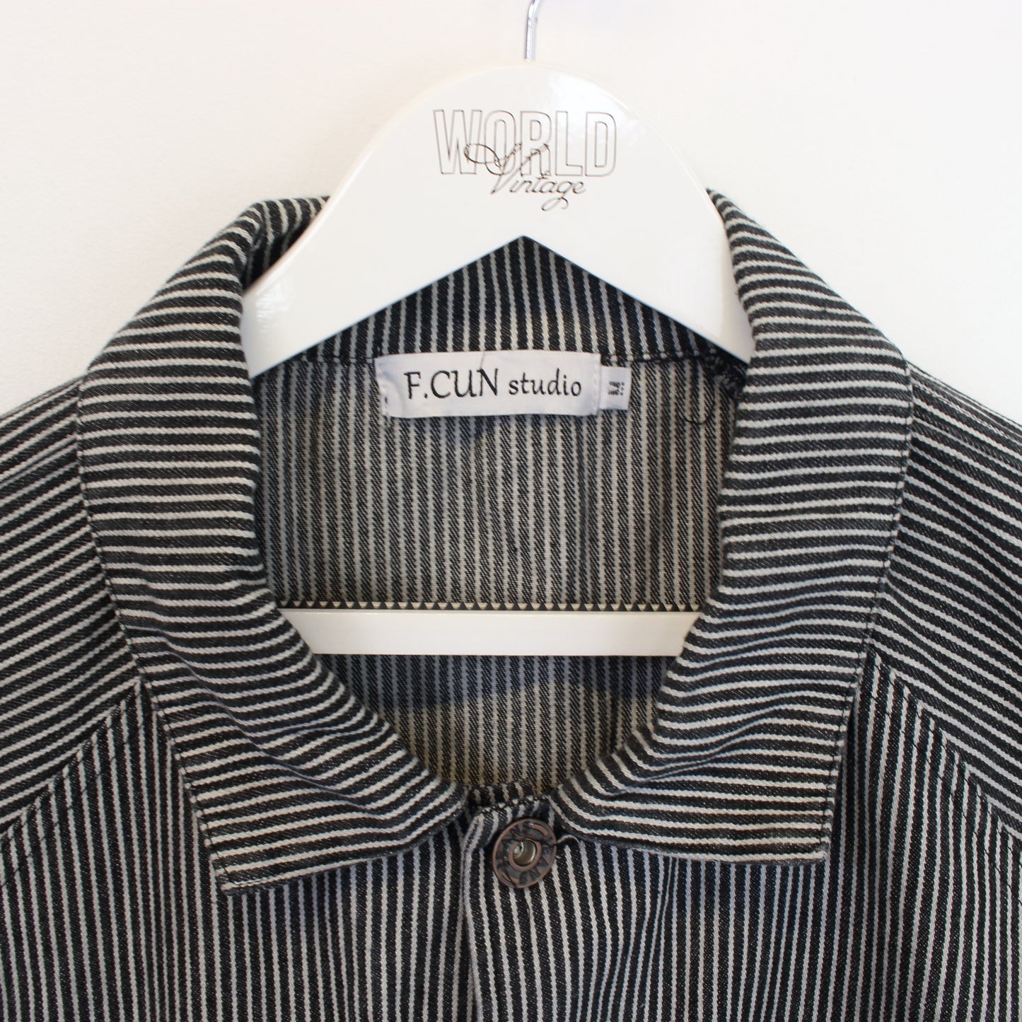 Vintage F.Cun studio striped shirt in black and white. Best fits M