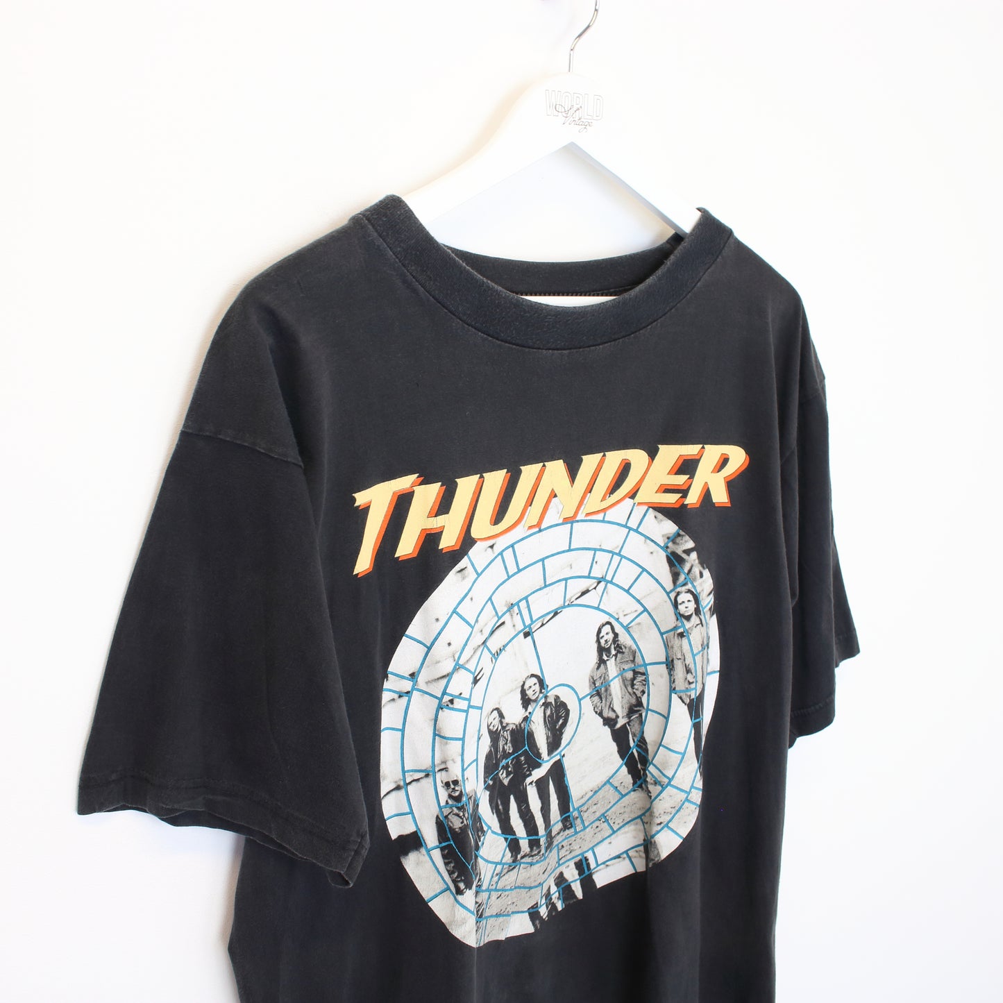 Vintage Thunder spell out T-Shirt in black. Best fits XL