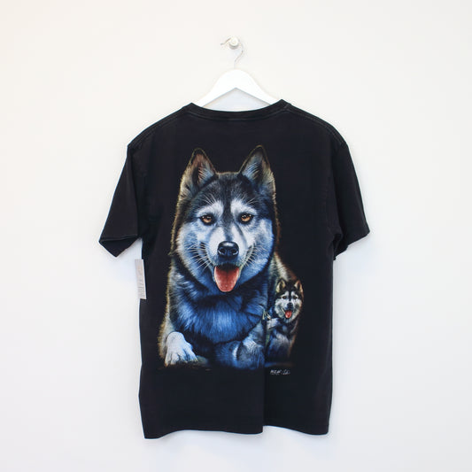 Vintage Unbranded wolf print T-Shirt in black. Best fits M