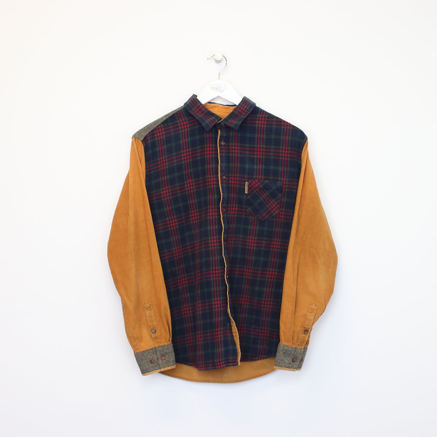 Vintage Heilan Hame checked and chord shirt in Blue and orange. Best fits L