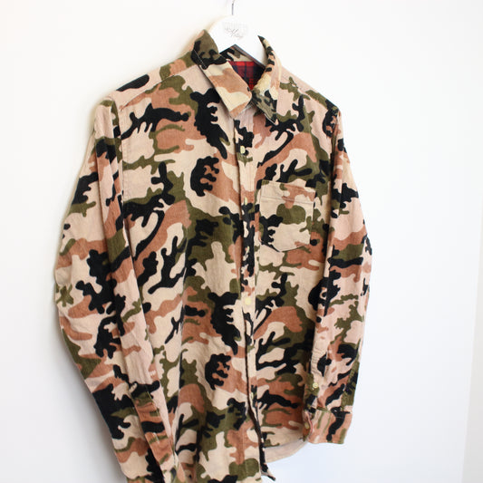 Vintage Izzue chord shirt in black and brown camo. Best fits S