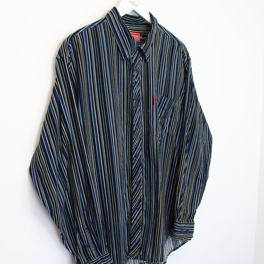 Vintage G. Baton chord shirt in blue and black striped. Best fits L