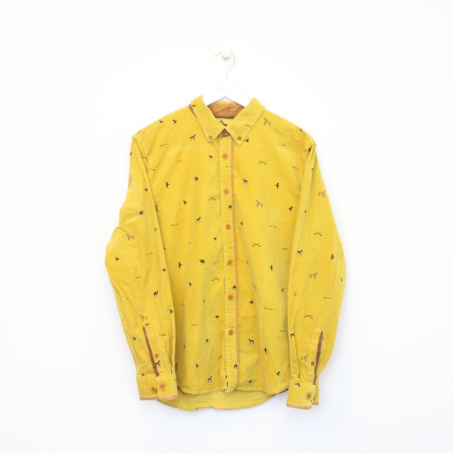 Vintage The Noble Club chord shirt in yellow. Best fits M