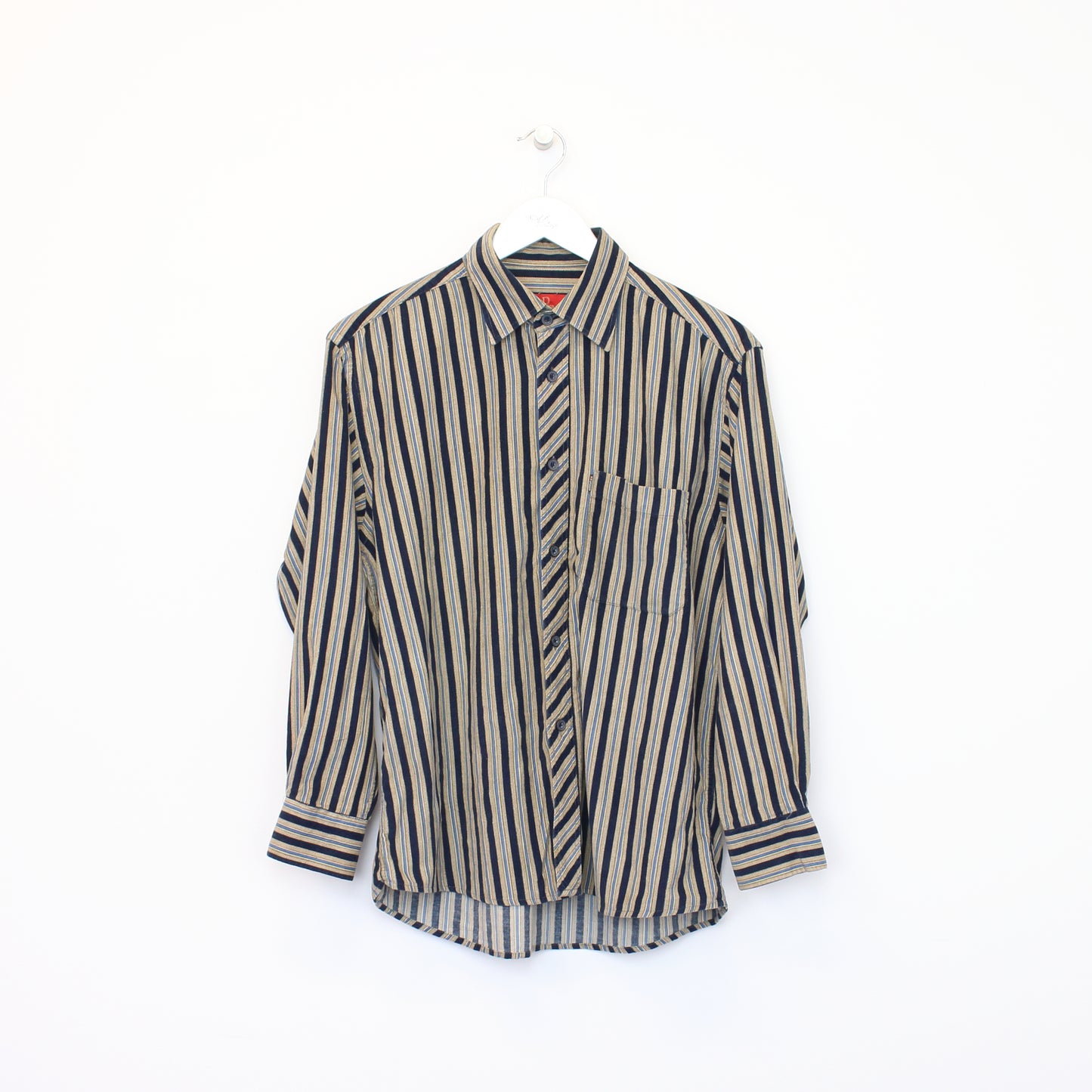 Vintage Waseda chord shirt in striped brown and red. Best fits M