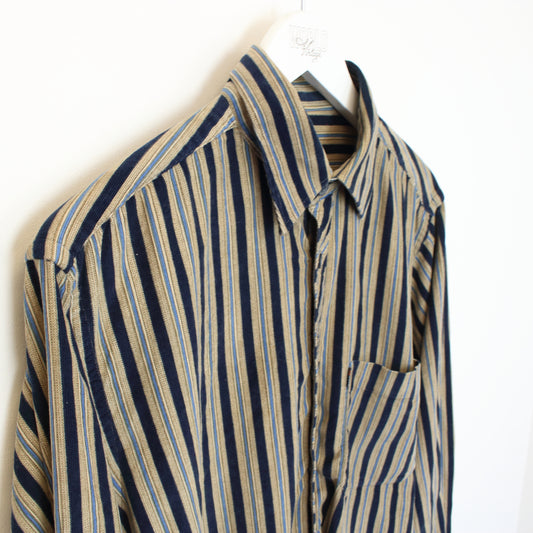 Vintage Waseda chord shirt in striped brown and red. Best fits M