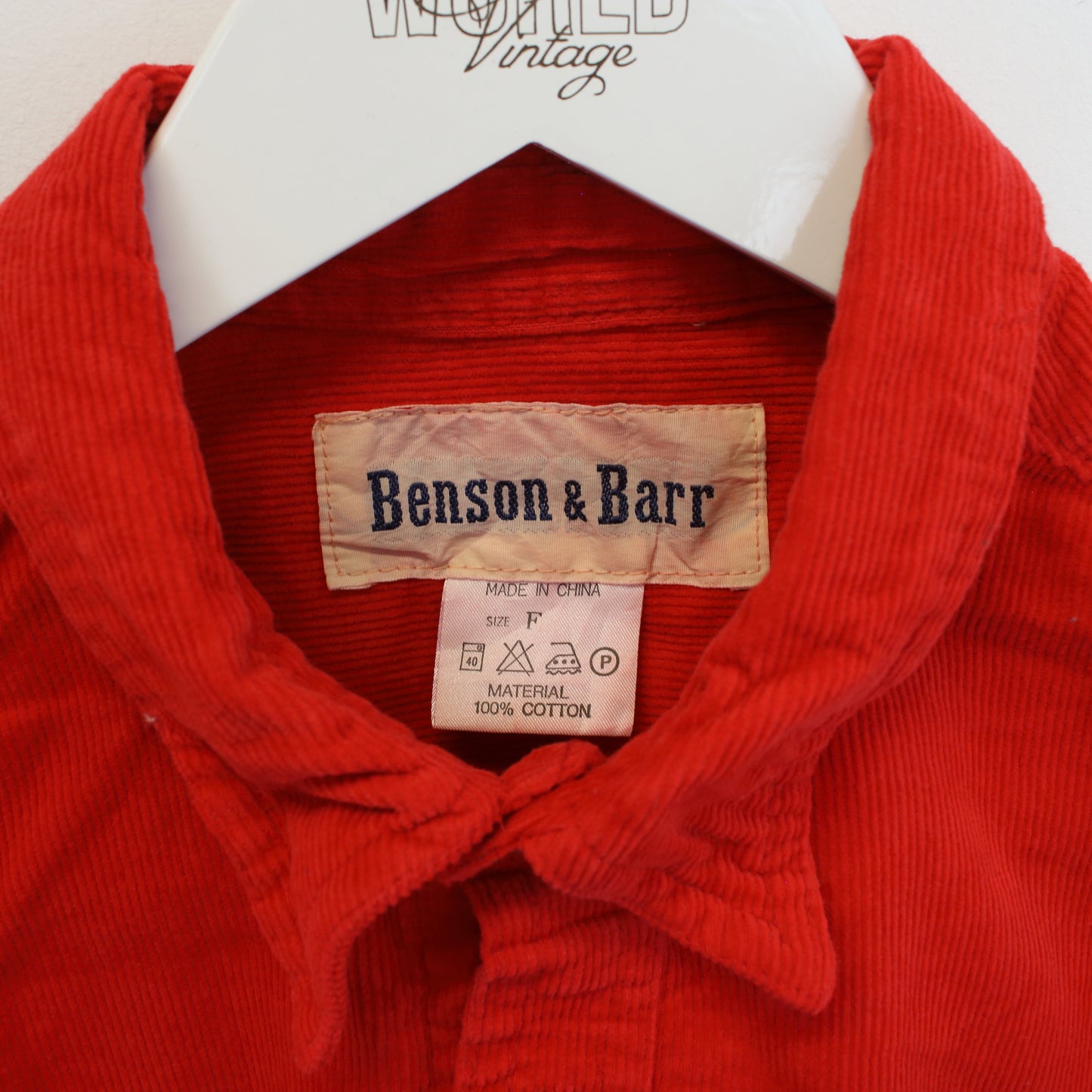 Vintage Benson & Barr chord shirt in red. Best fits M