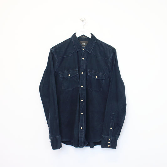 Vintage Unbranded chord shirt in navy blue. Best fits M