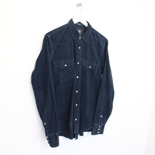 Vintage Unbranded chord shirt in navy blue. Best fits M