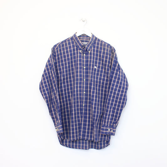 Vintage Burberry shirt in striped blue, red, and green. Best fits L