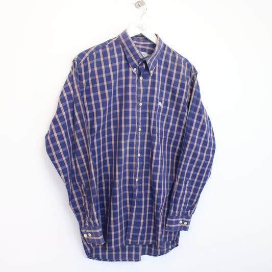 Vintage Burberry shirt in striped blue, red, and green. Best fits L