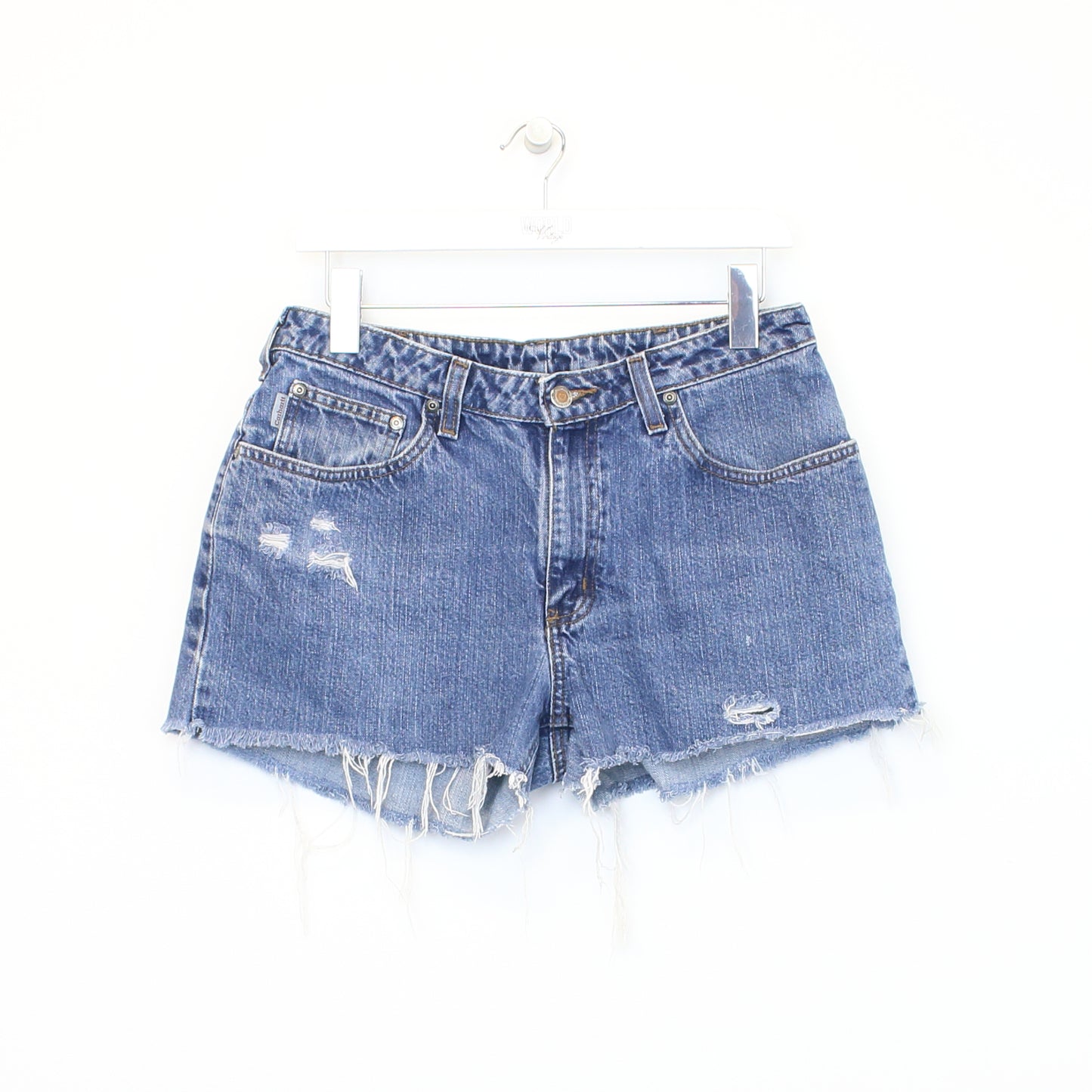 Vintage Women's Carhartt cut off shorts in blue. Best fits 32