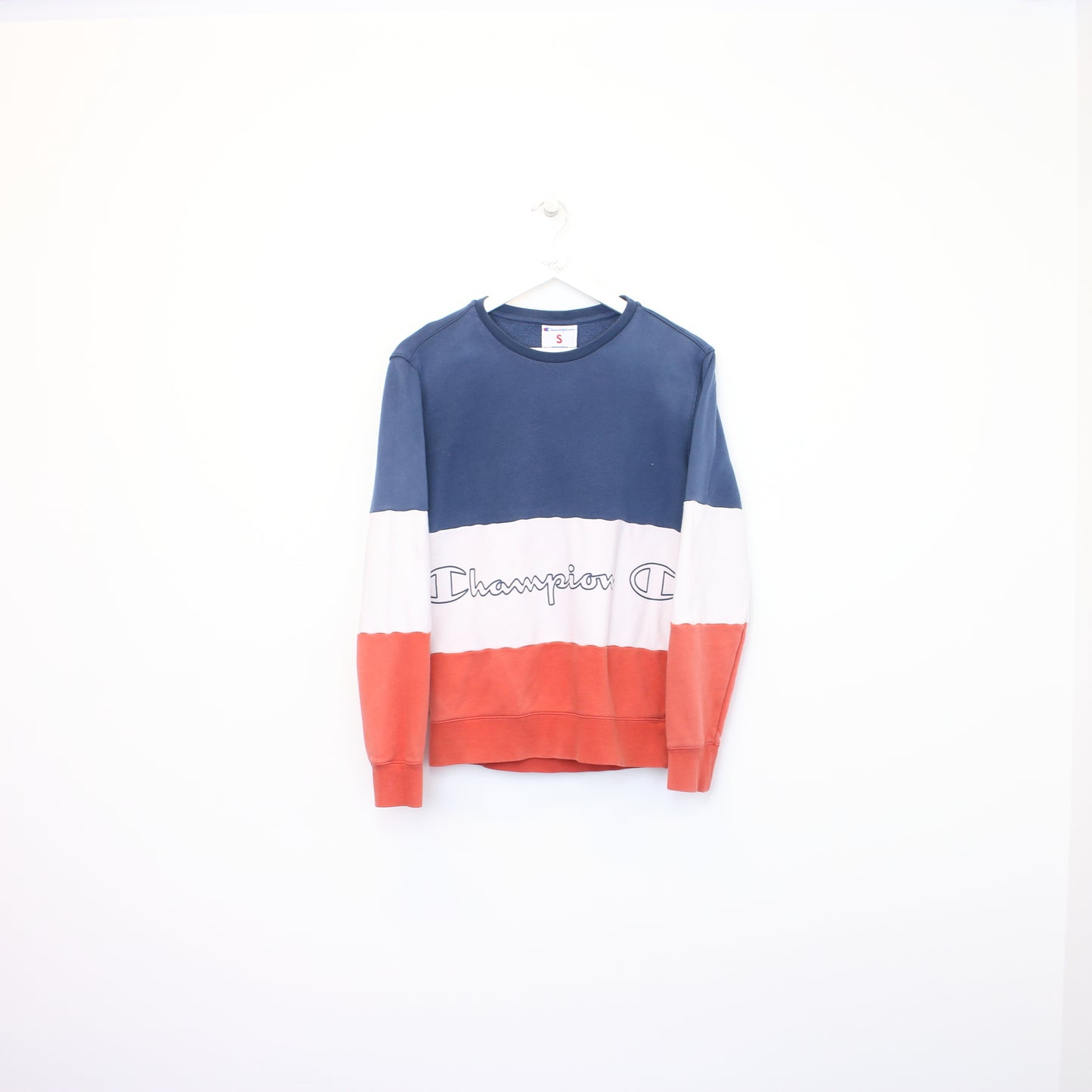 Vintage Champion sweatshirt in red, white, and blue. Best fits S