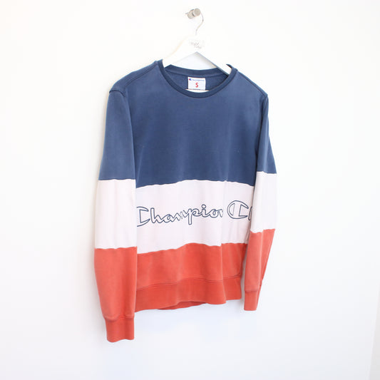 Vintage Champion sweatshirt in red, white, and blue. Best fits S