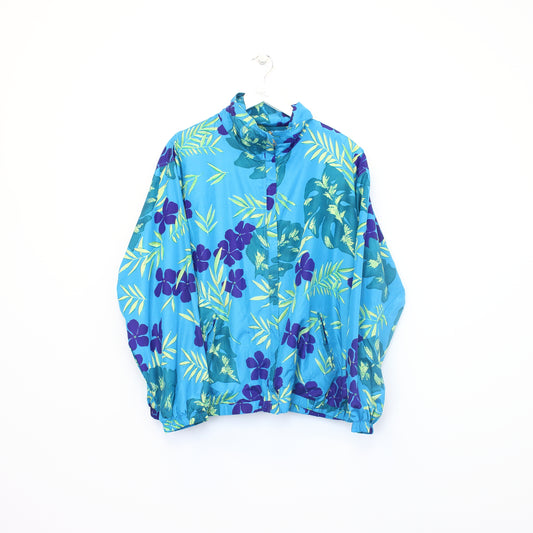 Vintage EVR tropical print jacket in blue. Best fits XL