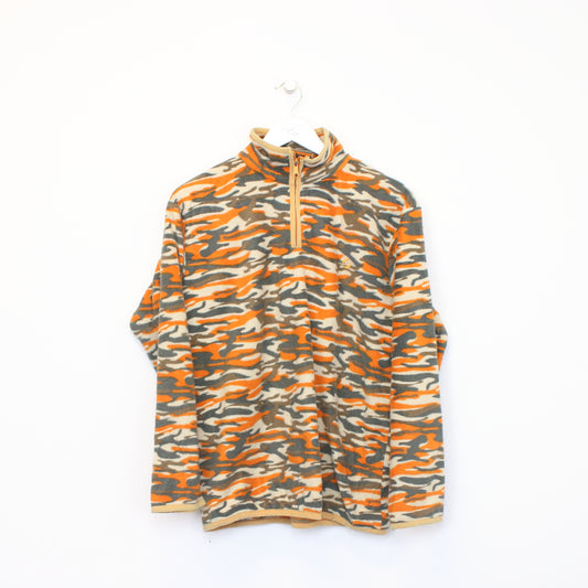 Vintage Limit cargo print fleece in orange and grey. Best fits S