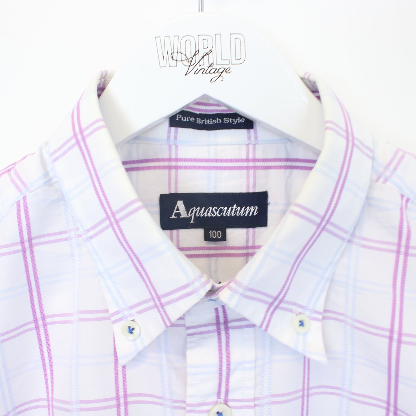 Vintage Aquascutum checked shirt in purple and white. Best fits M