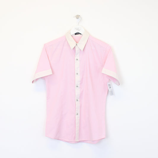Vintage Women's Dolce & Gabbana striped shirt in pink and white. Best fits XL