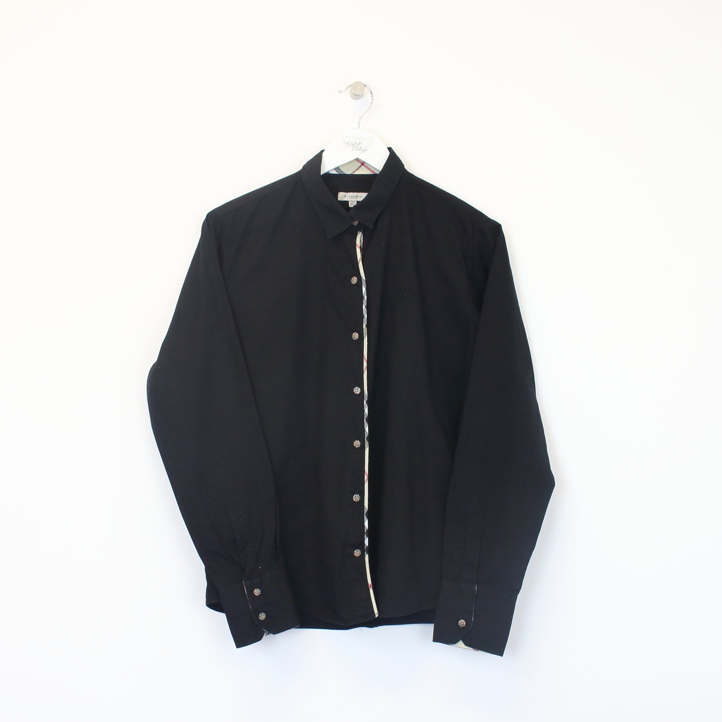 Vintage Women's Burberry shirt in black. Best fits S