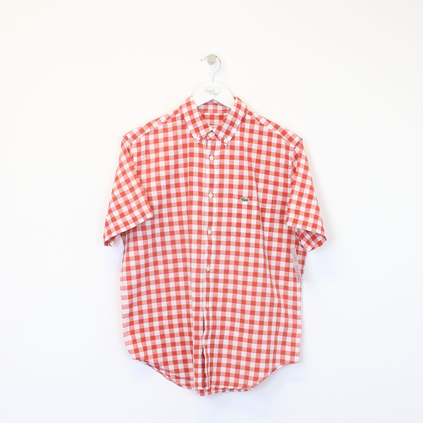 Vintage Lacoste checked shirt in red and white. Best fits M