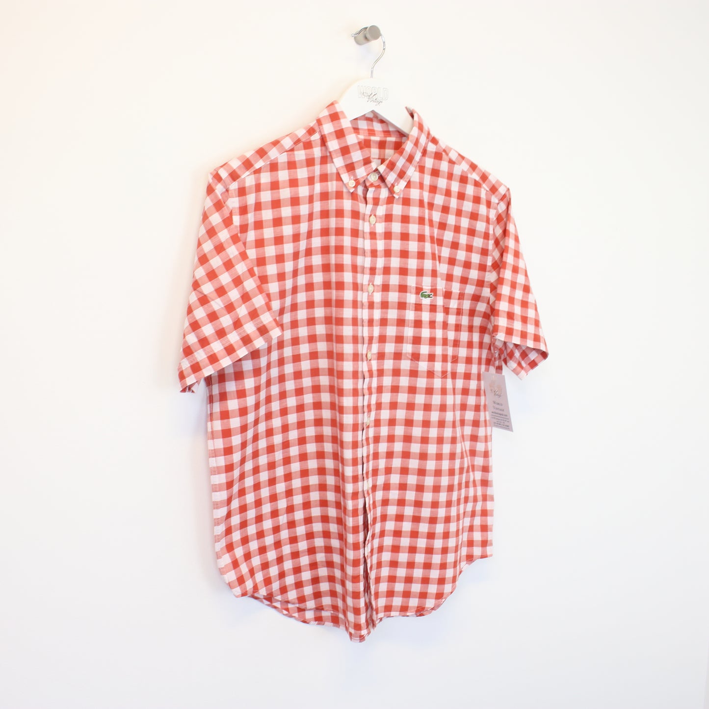 Vintage Lacoste checked shirt in red and white. Best fits M