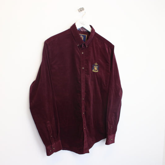 Vintage Laxdn corduroy shirt in burgundy. Best fits L