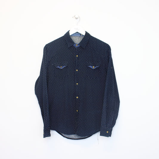 Vintage Ellen Ella corduroy shirt in navy. Best fits S