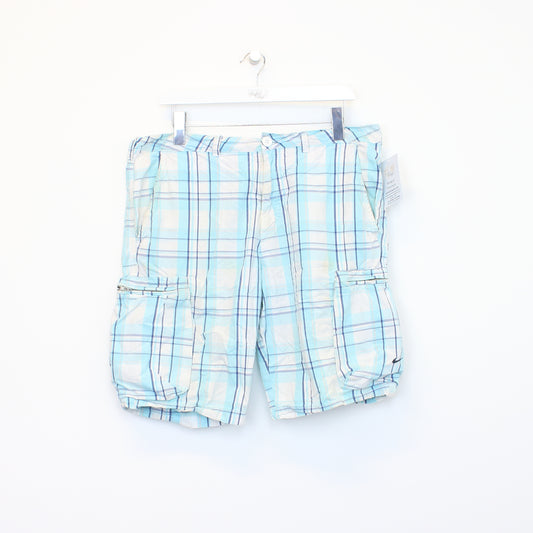 Vintage Nike cargo shorts in checked white and blue. Best fits XL