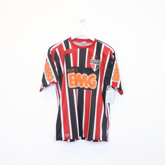 Vintage Sao Paulo 2011/12 replica football shirt in red, black, and white. Best fits M