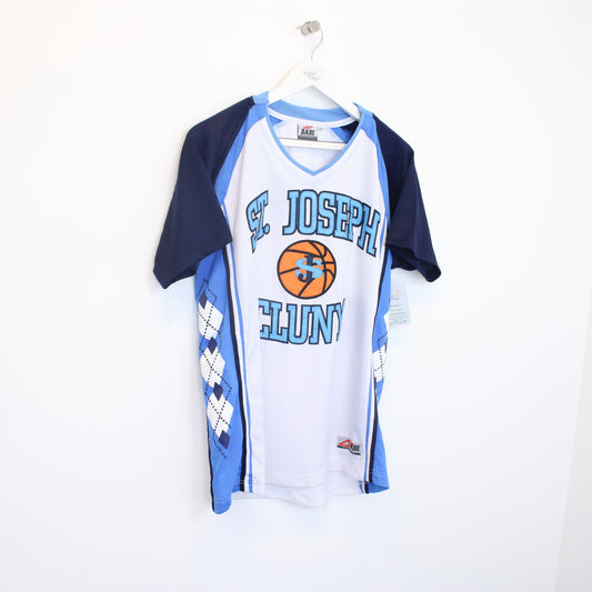 Vintage Dadi St Joseph Cluny basketball jersey in blue and white. Best fits L