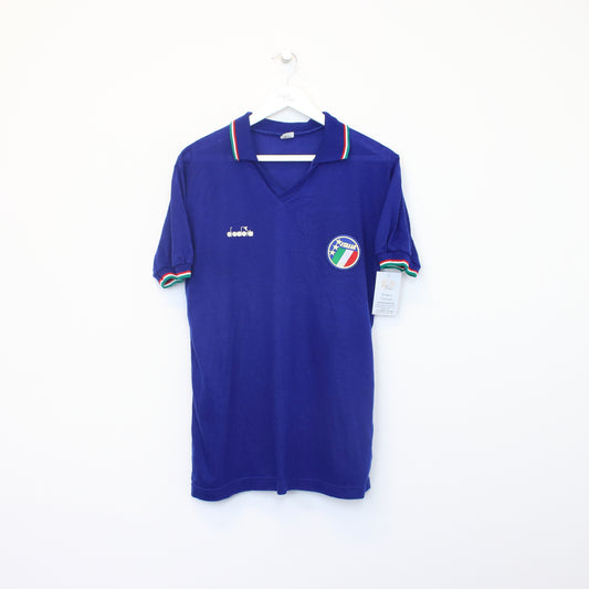 Vintage Diadora Italy 1990/91 Home bootleg football shirt in blue. Best fits M