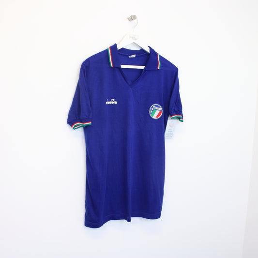 Vintage Diadora Italy 1990/91 Home bootleg football shirt in blue. Best fits M