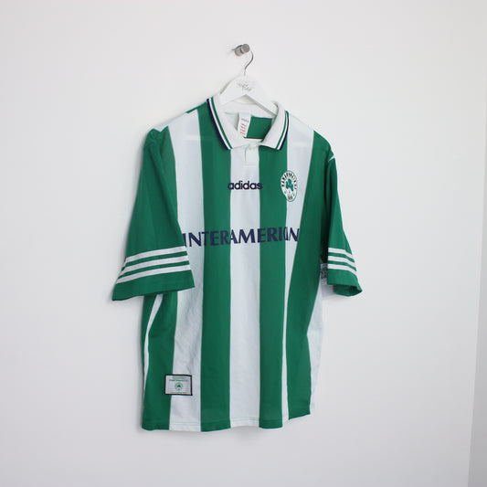 Vintage Adidas Amateur team football shirt in green and white. Best fits M