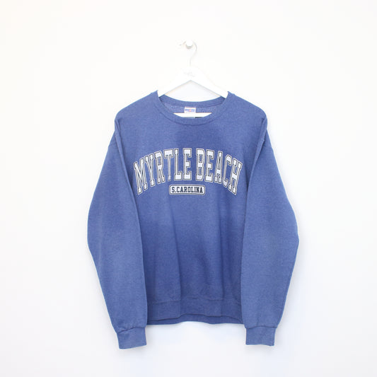 Vintage Jerzees Myrtle Beach sweatshirt in blue. Best fits M