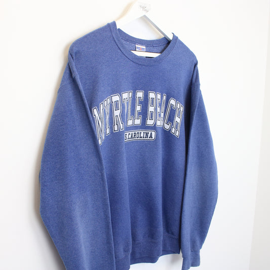 Vintage Jerzees Myrtle Beach sweatshirt in blue. Best fits M