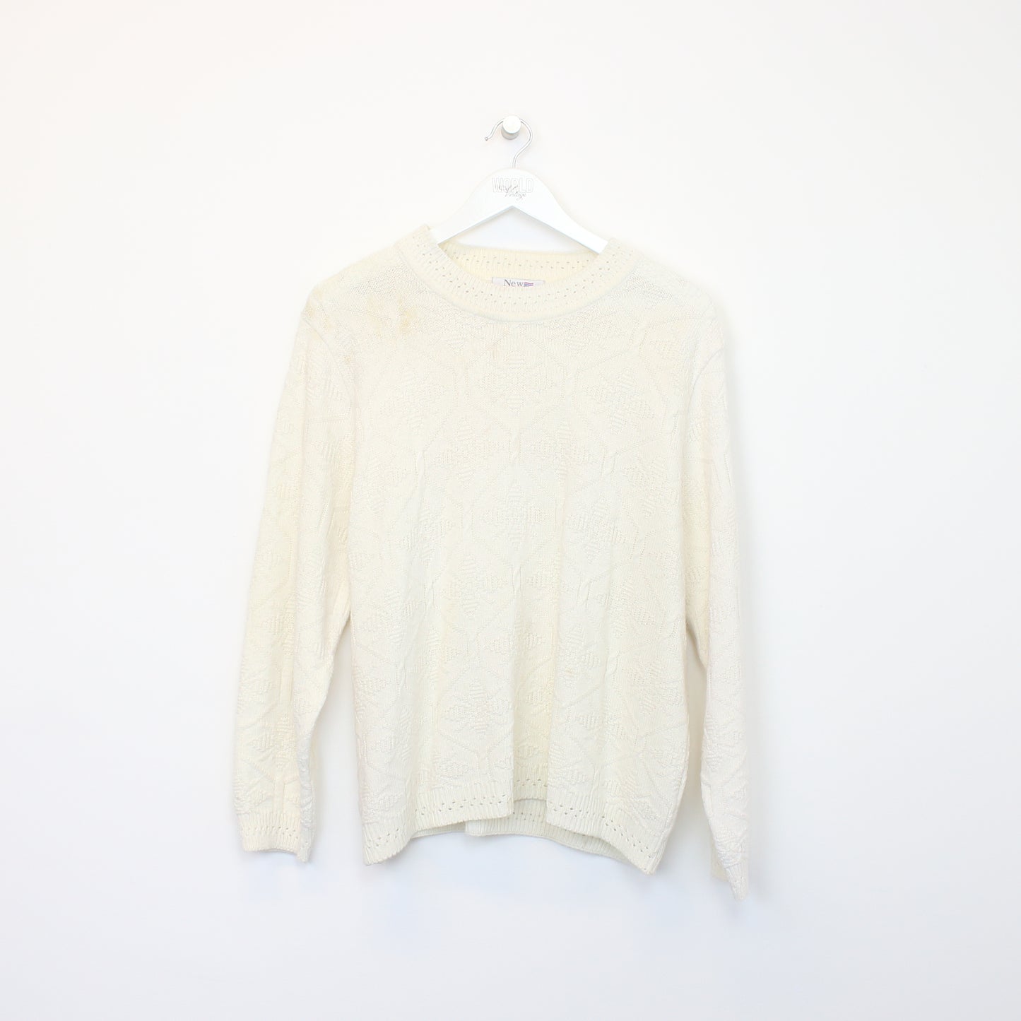 Vintage New Jersey knit sweatshirt in white. Best fits M