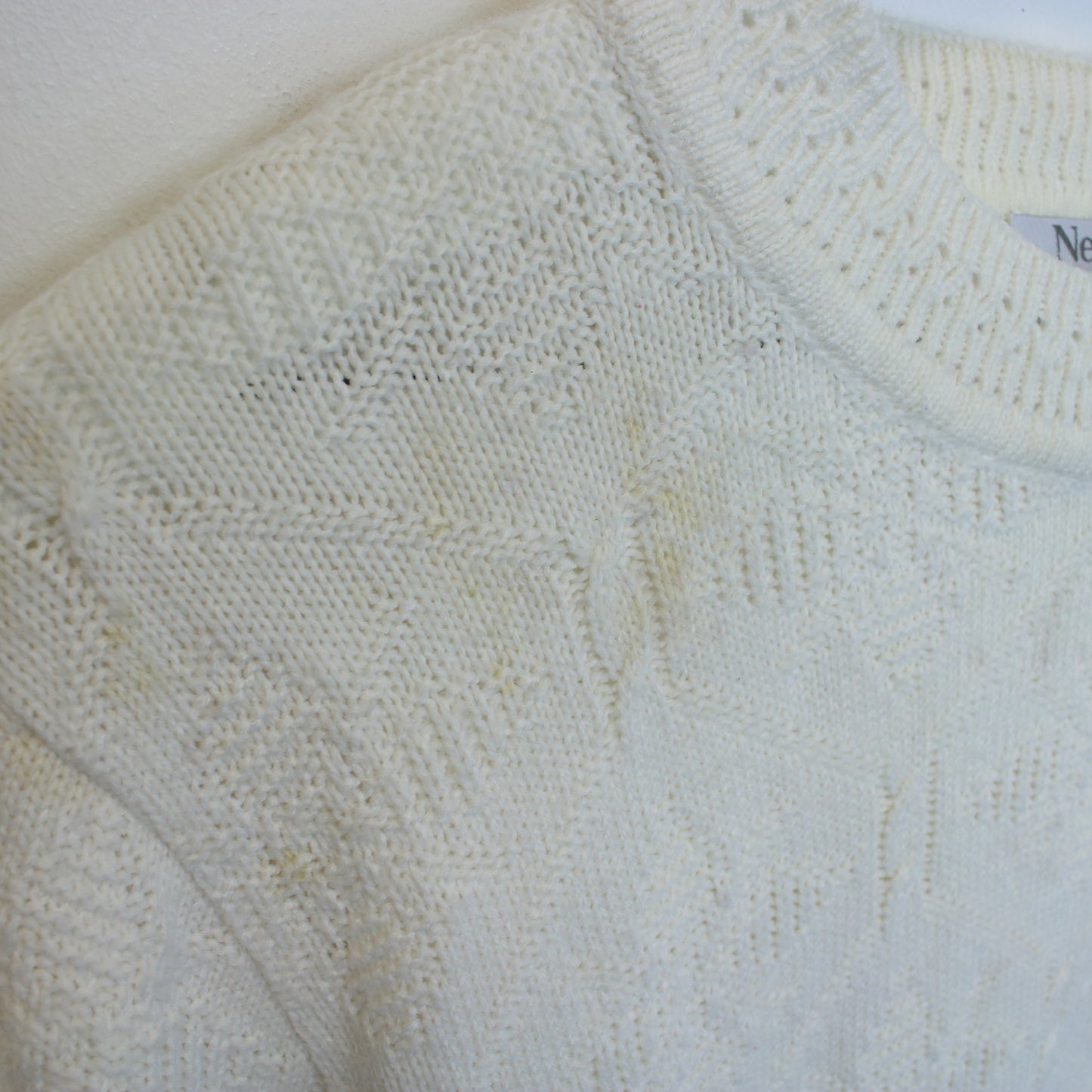 Vintage New Jersey knit sweatshirt in white. Best fits M