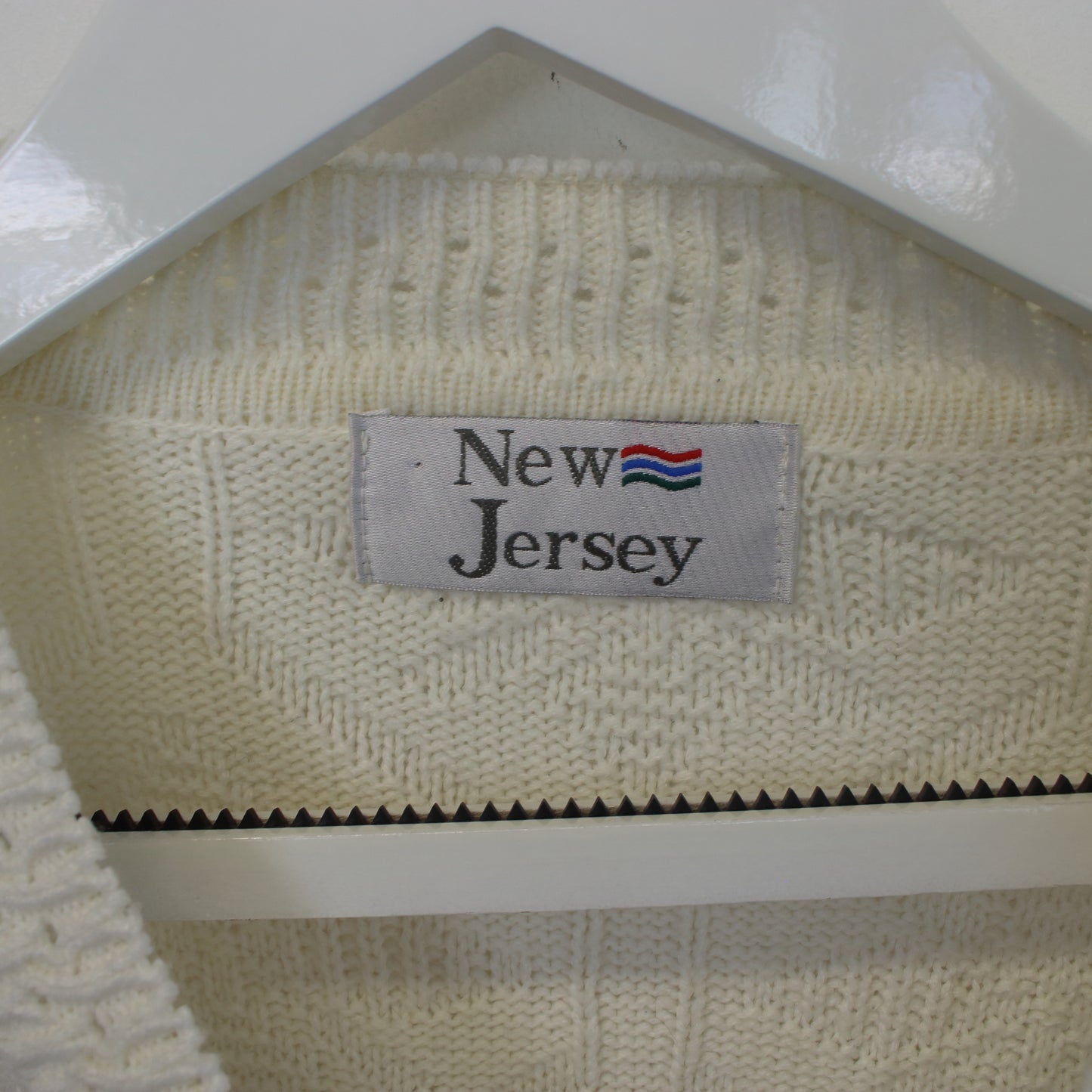 Vintage New Jersey knit sweatshirt in white. Best fits M